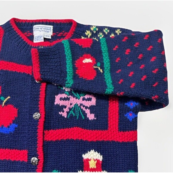 Vintage Kids Wool Cardigan by Shirley Lee | One of a Kind Folk Knit - Picture 3 of 5